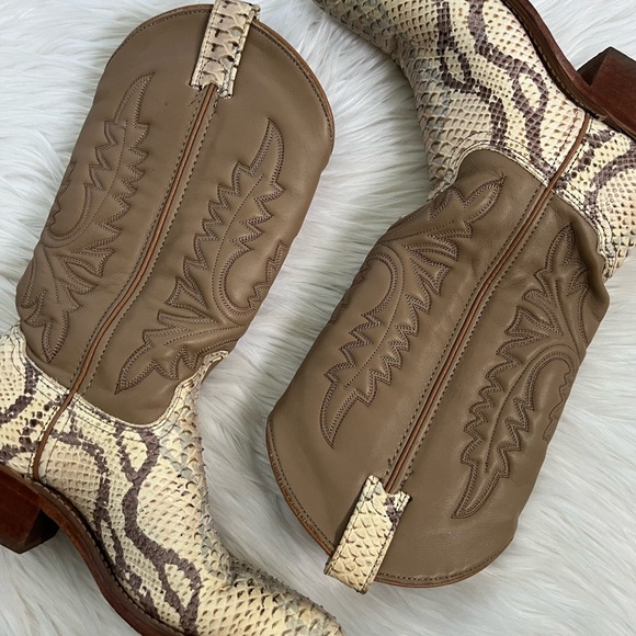 Python Mixed Leather Authentic Cowboy Boots - Picture 1 of 8